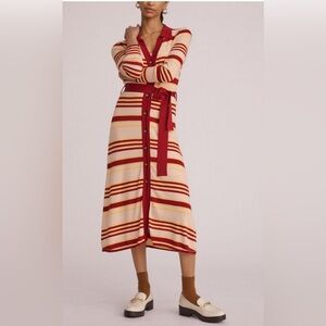 Maeve by Anthropologie Sweater Midi Shirt Dress in Yellow and Red Stripe Size S